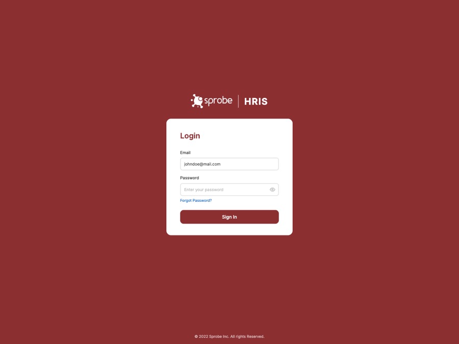 Sprobe HRIS app screenshot